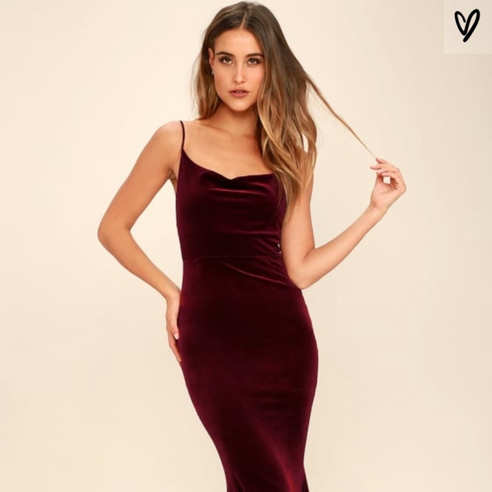 Sorceress Burgundy Velvet Maxi Dress